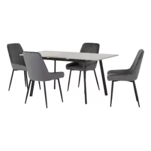 Avery Concrete Effect Extendable Dining Table with 4 Grey Dining Chairs Grey