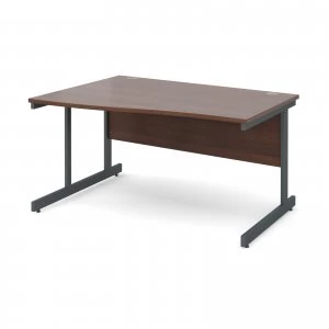 Contract 25 Left Hand Wave Desk 1400mm - Graphite Cantilever Frame wa