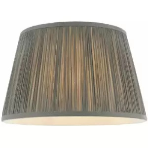 12' Elegant Round Tapered Drum Lamp Shade Charcoal Gathered Pleated Silk Cover