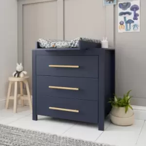 Tivoli Wooden Changing Unit with 3 Drawers in Navy - Tutti Bambini