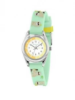 Tikkers Tikkers White Dial Green Sloth Print Strap Kids Watch