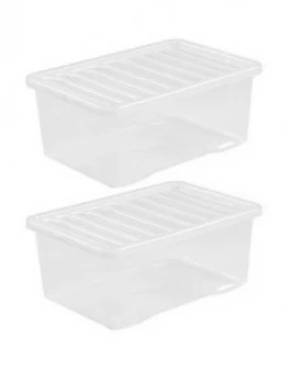 Wham Set Of 2 Clear Plastic Crystal Storage Boxes ; 45 Litres Each
