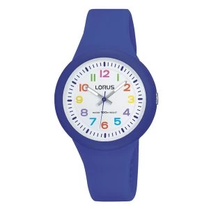Lorus RRX45EX9 Youths Dark Blue Soft Silicone Strap Watch with Colourful Arabic Numerals