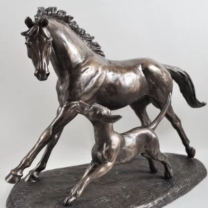 Horse and Hound by Harriet Glen Cold Cast Bronze Sculpture 23.5cm