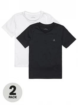 Calvin Klein Boys 2 Pack Short Sleeve T-Shirts - Black/White, Size Age: 10-12 Years