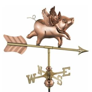 Espira Flying Pig Cottage Copper Weathervane - wilko - Garden & Outdoor