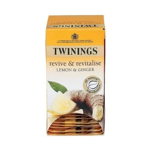 Twinings Revive and Revitalise Lemon and Ginger Individually-wrapped Infusion Tea Bags Pack of 20 Tea Bags