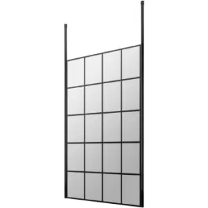 Frame Effect Wet Room Screen with Ceiling Post 1100mm Wide - 8mm Glass - Hudson Reed