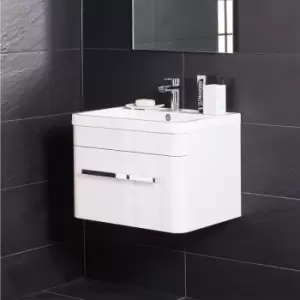 Homely White 600mm Wall Hung Vanity Unit & Basin with FREE Mirror