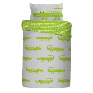 Cosatto Crocodile Smiles 100% Cotton Reversible Duvet Cover and Pillowcase Set MultiColoured