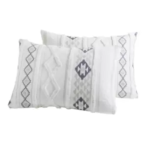 Peri Home Chenille Geo Cotton Standard Pillowcase - Blue