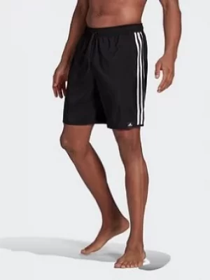 adidas Classic-length 3-stripes Swim Shorts, Red/White, Size XS, Men