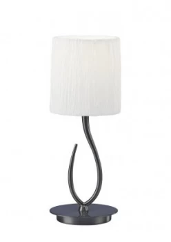 Table Lamp 1 Light E27, Satin Nickel Small with White Shade
