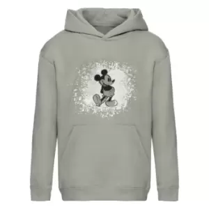 Disney Girls Pose Mickey Mouse Glitter Pullover Hoodie (9-10 Years) (Grey Heather)