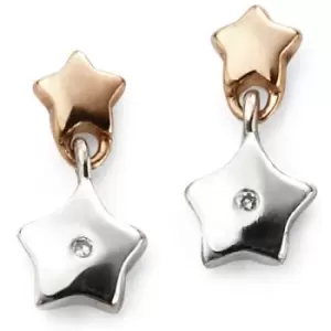 Childrens D For Diamond Sterling Silver Star Earrings