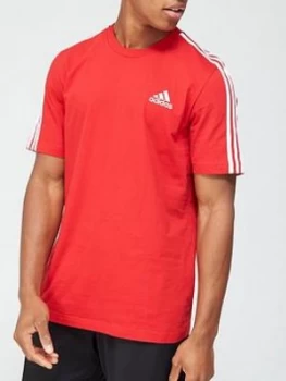 adidas 3-Stripe T-Shirt - Red, Size 2XL, Men