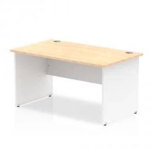 Trexus Desk Rectangle Panel End 1400x800mm Maple Top White Panels Ref