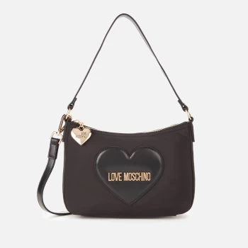 Love Moschino Womens Full of Love Nylon Shoulder Bag - Black
