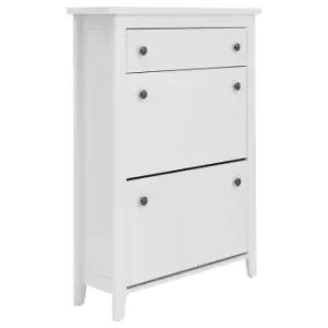 Deluxe Two Tier Shoe Cabinet White