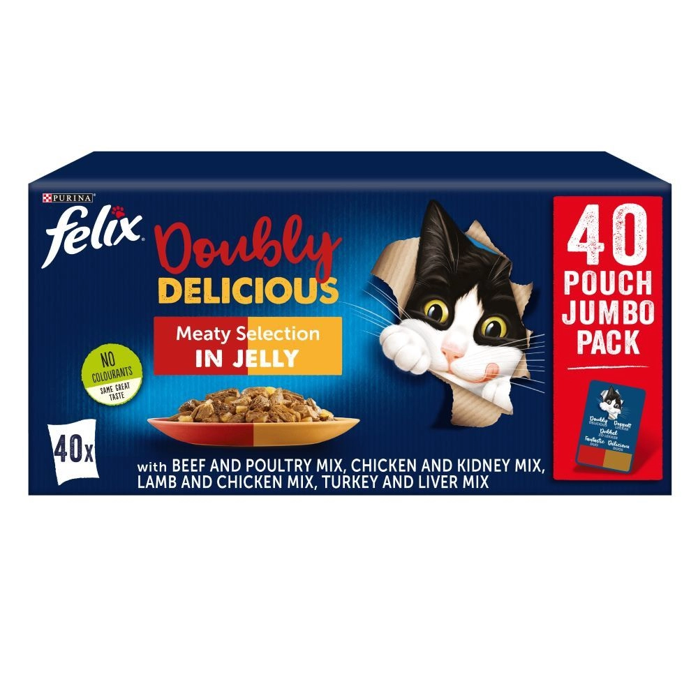 Felix As Good As It Looks Doubly Delicious Meaty Selection in Jelly Cat Food 40 x 100g - wilko