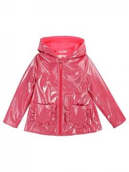 Billieblush Girls Ruffle Pocket Glitter Raincoat - Bright Pink, Bright Pink, Size 10 Years, Women