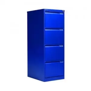 Bisley 4 Drawer Filing Cabinet Lockable 470x622x1321mm Blue BS4EBlue