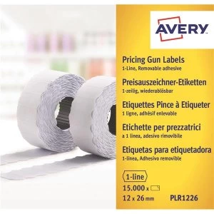 Avery 12 x 26mm Labels For Labelling Gun 1 line Removable White 10 Rolls of 1500