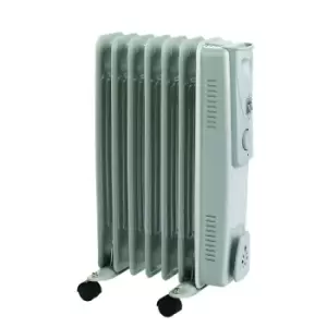 2.5kw Oil Filled Radiator with Adjustable thermostat and safety tip over switch