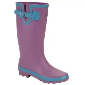 StormWells Womens/Ladies Rubber Wide Leg Wellington Boots (3 UK) (Lilac/Turquoise)