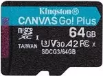 Kingston Canvas Go Plus 64GB microSDXC Card 170MB/s Read A2 U3 V30 (Card Only)