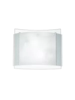 RIGHE 3 Light Patterned Glass Flush Ceiling Light White 38x35cm
