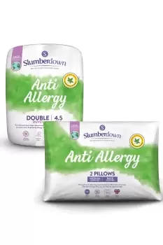 Slumberdown Anti Allergy Duvet Bundle 4.5 Tog - Size: Double - White