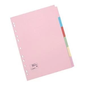5 Star Office A4 File Dividers 6 Part Assorted Colours