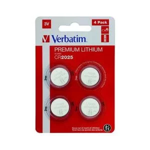 Verbatim CR2025 3V Premium Lithium Battery Pack of 4 49532 VM49532