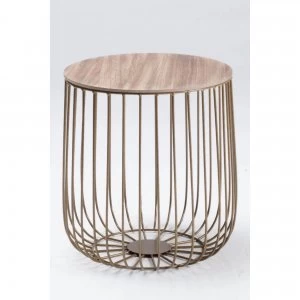 Enzo Small Oak Finish Top Cage Table