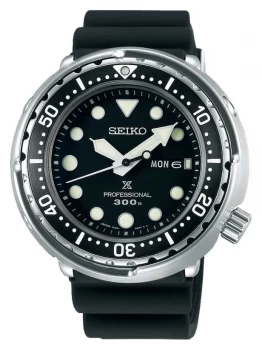 Seiko Mens Prospex Black Silicone Bracelet Black Dial Watch