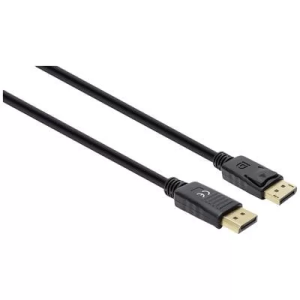 Manhattan DisplayPort Cable DisplayPort plug, DisplayPort plug 1m Black 355582 DisplayPort 1.4, triple shielding, PVC coating, gold plated connect