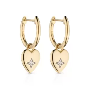 JG Signature 9ct Gold Diamond Heart Hoop Earrings