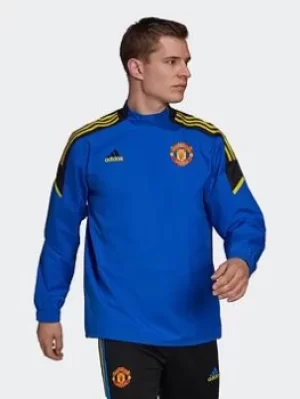 adidas Manchester United Condivo Hybrid Top, Blue, Size L, Men