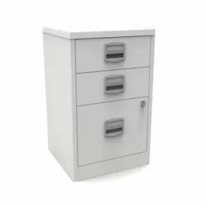 Bisley A4 3 Drawer Metal Stationery and Filing Cabinet, Chalk White