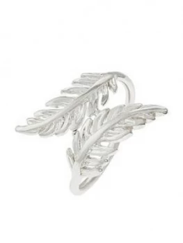 Accessorize Sterling Feather Wrap Ring - Silver, Size S, Women