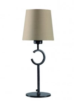 Table Lamp 1 Light E27 Small with Taupe Shade Brown Oxide