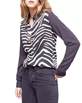 The Kooples Zebra Print Solid Sleeve Shirt