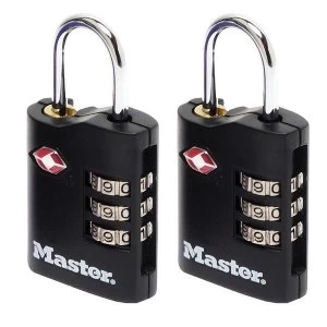 Master Lock 30mm ABS TSA Certified Combi Padlocks Black 1 x Pack of 2 Locks