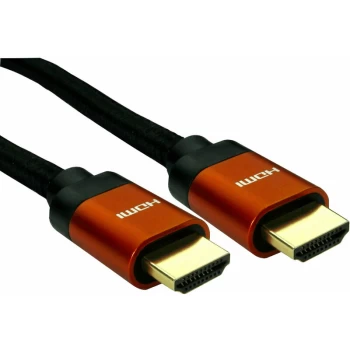 16-1755 1m 8K HDMI 28AWG Copper/Orange Hood Black Braided Cable - Truconnect