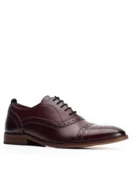 Base London Cast Lace Up Brogue - Dark Red, Dark Red, Size 6, Men
