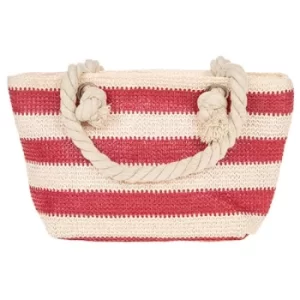 Straw Weave Striped Handbag Pink