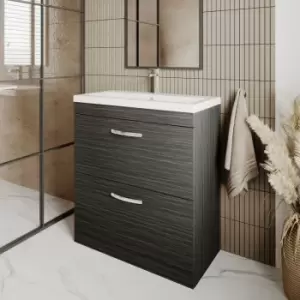 Athena Floor Standing 2-Drawer Vanity Unit with Basin-4 800mm Wide - Charcoal Black - Nuie