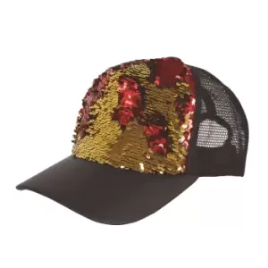 Bristol Novelty Unisex Adults Reversible Sequin Cap (One Size) (Gold/Red)