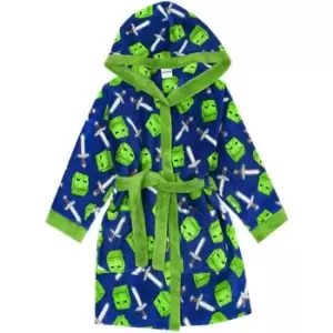 Minecraft Boys Zombie Steve And Sword Dressing Gown (13-14 Years) (Blue/Green)